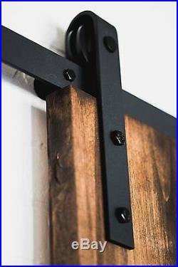 5FT Soft Close Antique Rustic Black Wood Sliding Barn Door Hardware Track Kit