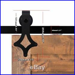 5-10FT Bypass Sliding Barn Wood Door Hardware Track Kit Black Bypass 2 doors, USA