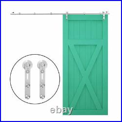 5-10FT Heavy Duty Sliding Barn Single Wood Door Hang Style Track Hardware Kit