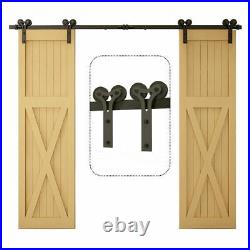 5-10FT Heavy Duty Sturdy Sliding Barn Door Hardware Kit For Single/Doubel