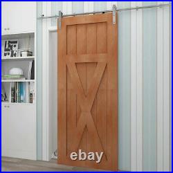5-12FT Stainless Steel Sliding Barn Door Hardware Kit for Single Wood/Glass Door