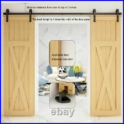 5'-12' Sliding Barn Door Hardware Closet Track Kit For Single/Double/Bypass Door