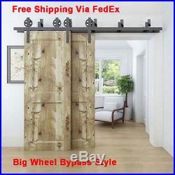 5-16FT Bypass Spoke Wheel Sliding Barn Door Hardware Heavy duty Roller Track Set