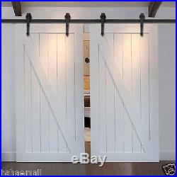 5-16FT Interior Sliding Barn Door Hardware Double Doors Track Kit Arrow Style