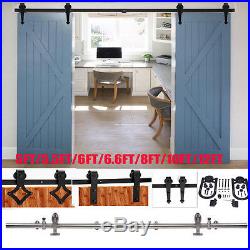 5-16FT Rustic Sliding Barn Door Hardware Wood Closet Roller Track Kit SW