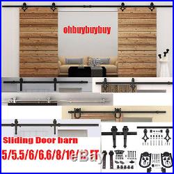 5-16FT Rustic Sliding Barn Door Hardware Wood Closet Roller Track Kit SW