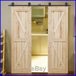 5-16FT Sliding Barn Door Hardware Single/Double Doors Flat Track Kit Top Mounted