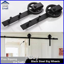 5-16FT Sliding Barn Door Hardware Track Kit Black Wheel Hanger Steel Closet Set