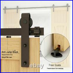 5-16FT Sliding Barn Wood Door Hardware Kit Heavy Duty Door Rail For Double Door