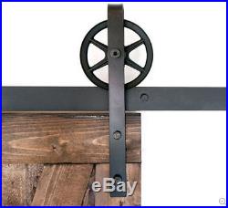 5-16FT Vintage Strap Industrial Wheel Sliding Barn Wood Door Hardware Track Kit