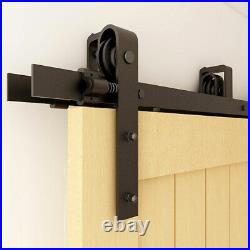 5-20FT Bypass Sliding Barn Door Hardware Kit For Double Door Closet Track Roller