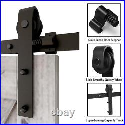 5-20FT Steel Sliding Barn Door Hardware Kit Track Closet Adjustable Floor Guide