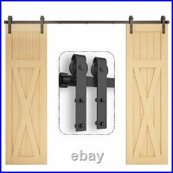 5'-20' Sliding Door Hardware Kit Track Roller Closet Accessory for Double Door