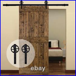 5-20ft Big Strap Spoke Wheel Sliding Barn Door Hardware Kit For Single Wood Door