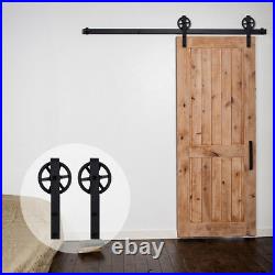 5-20ft Big Strap Spoke Wheel Sliding Barn Door Hardware Kit For Single Wood Door