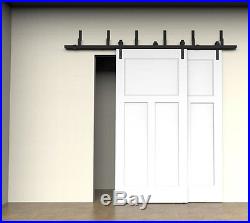 5/6.6/8/10 ft Bypass Rustic Country Double Sliding Barn Door Hardware Track Kit