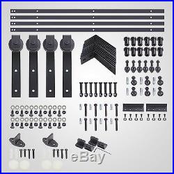 5/6.6/8/10 ft Bypass Rustic Country Double Sliding Barn Door Hardware Track Kit