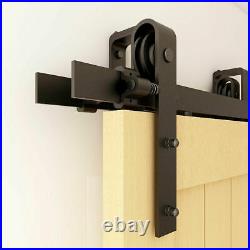 5-8FT Sliding Barn Door Hardware Track Kit Black, Steel Hanger for Closet Kitchen