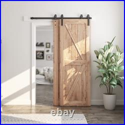 5 Feet Bypass Sliding Barn Door Hardware Kit for Double Wooden Doors-Single Tr