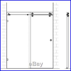 5ft / 6.6ft Black sliding glass shower door track barn shower door hardware kit