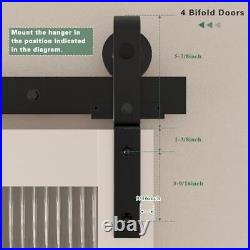 60 Bi-Folding Sliding Barn Door Hardware Kit for 4 Doors, Modular Track Syst