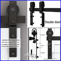 60 Bi-Folding Sliding Barn Door Hardware Kit for 4 Doors, Smoothly&Quietly, Black