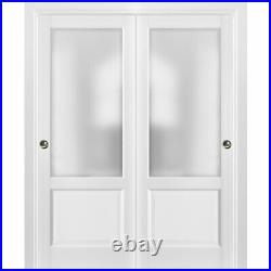 60 x 80 Sliding Closet Bypass Doors with hardware Lucia 22 White Silk