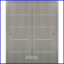 60 x 80 Sliding Closet Bypass Doors with hardware Planum 0020 Grey Oak