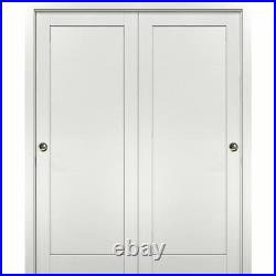 60 x 84 Sliding Closet Bypass Doors with Rail Hardware Quadro 4111 White Ash