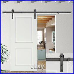 6FT Black Sliding Barn Door Hardware Set with30x80 White Primed MDF Door Plank