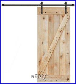 6FT Black Sliding Hardware Set with36x84 Unfinished Wooden DIY Door Plank