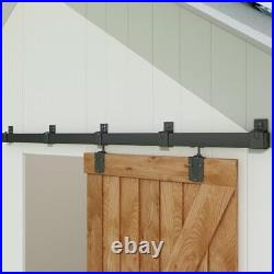 6FT Box Rail Exterior Barn Door Hardware Kit, Black Heavy Duty Sliding 6 Feet