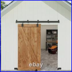 6FT Box Rail Exterior Barn Door Hardware Kit, Black Heavy Duty Sliding 6 Feet