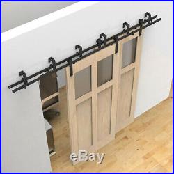 6FT DIY Bypass Sliding Barn Double Door Hardware Track Kit Closet Bedroom i