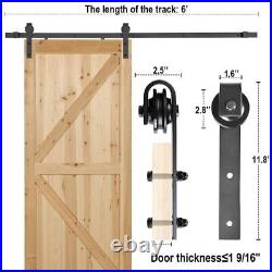 6FT Sliding Barn Door Hardware Kit, 330 lbs Heavy Duty/Smoothly/Quietly Singl
