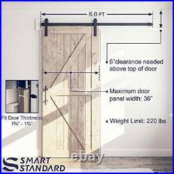 6FT Sliding Barn Door Hardware Whole Kit Include 6ft Track Kit & Pull Handle
