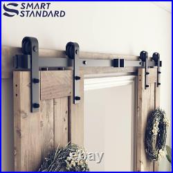 6Ft Heavy Duty Double Door Sliding Barn Door Hardware Kit Smoothly and Quietly