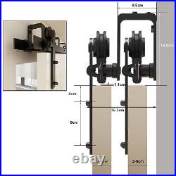 6-16FT Bypass Sliding Barn Wood Door Hardware Closet Track Kit For Double Door