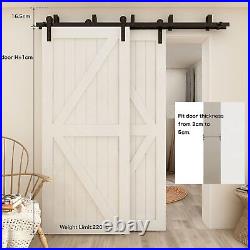 6-16FT Bypass Sliding Barn Wood Door Hardware Closet Track Kit For Double Door