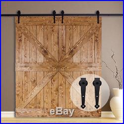 6-16FT Heart Sliding Barn Wood Door Hardware Closet Set Double/Bypass Two Doors