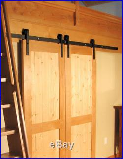 6-16FT Rustic Sliding Barn Door Hardware Flat Track Kit J Style Closet Cloakroom