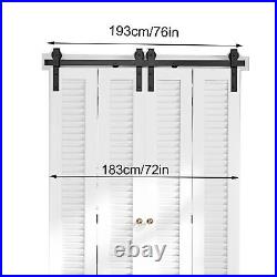 6.3FT Sliding Barn Door Hardware Kit Modern Closet Hang Style Track Rail Black