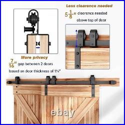 6.6FT Bypass Double Sliding Barn Door Hardware Kit, Single Track, Heavy Duty, Sl