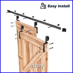 6.6FT Bypass Double Sliding Barn Door Hardware Kit, Single Track, Heavy Duty, Sl