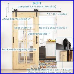 6.6FT Bypass Sliding Barn Door Hardware Kit, Single Track, Double Wooden