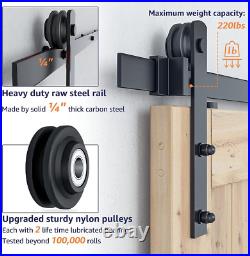 6.6FT Heavy Duty Double Door Sliding Barn Door Hardware Kit, Smoothly and Quietly