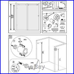 6.6FT Rectangle Chrome Polished tempered glass sliding shower door hardware kit