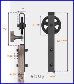 6.6FT Single Door Sliding Barn Door Hardware Track Kit Black (Big Wheel)