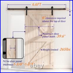 6.6FT Single Sliding Barn Door Hardware Kit, Barn Door Track, 1/4 Thick Materia