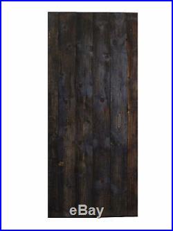 6.6FT Sliding Hardware with Solid Plank Barn Painted Dark Black Walnut Door Slab
